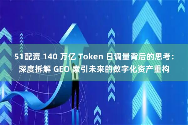 51配资 140 万亿 Token 日调量背后的思考:深度拆解 GEO 索引未来的数字化资产重构
